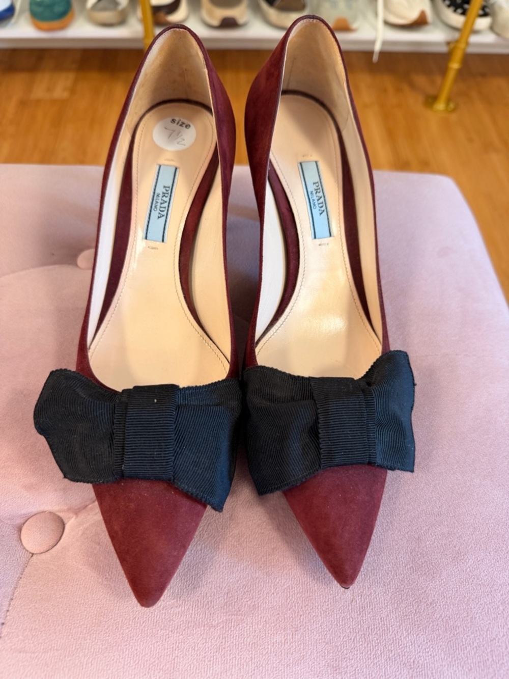 Prada Bow Suede Pointed Toe pumps - Picture 2 of 7